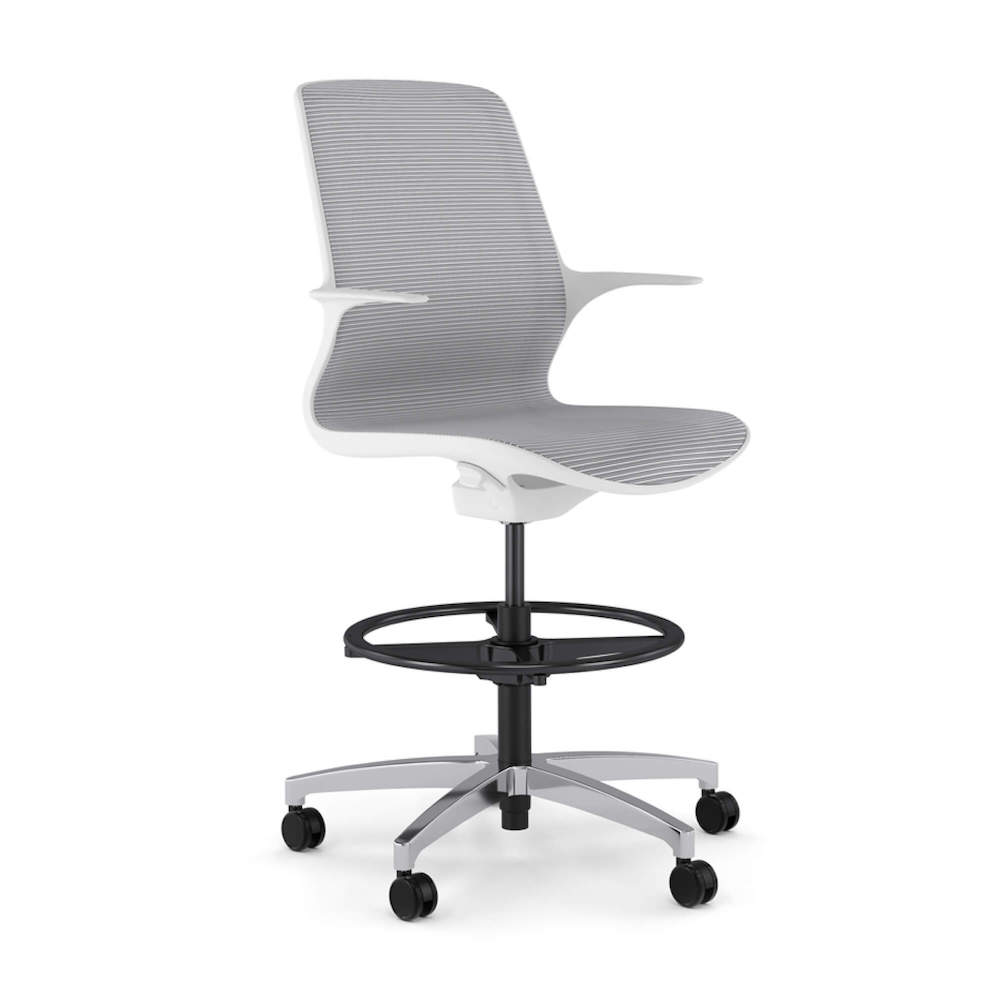 Office chair for standing desk ergonomic stool for standing desks swivel office stool white angle view
