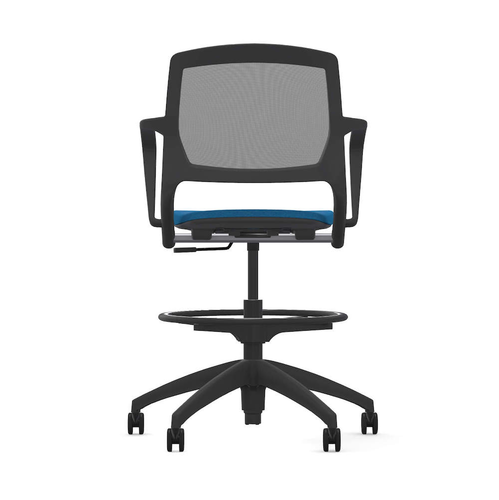 Office chair for standing desk ergonomic stool for standing desks swivel work stool blue back view