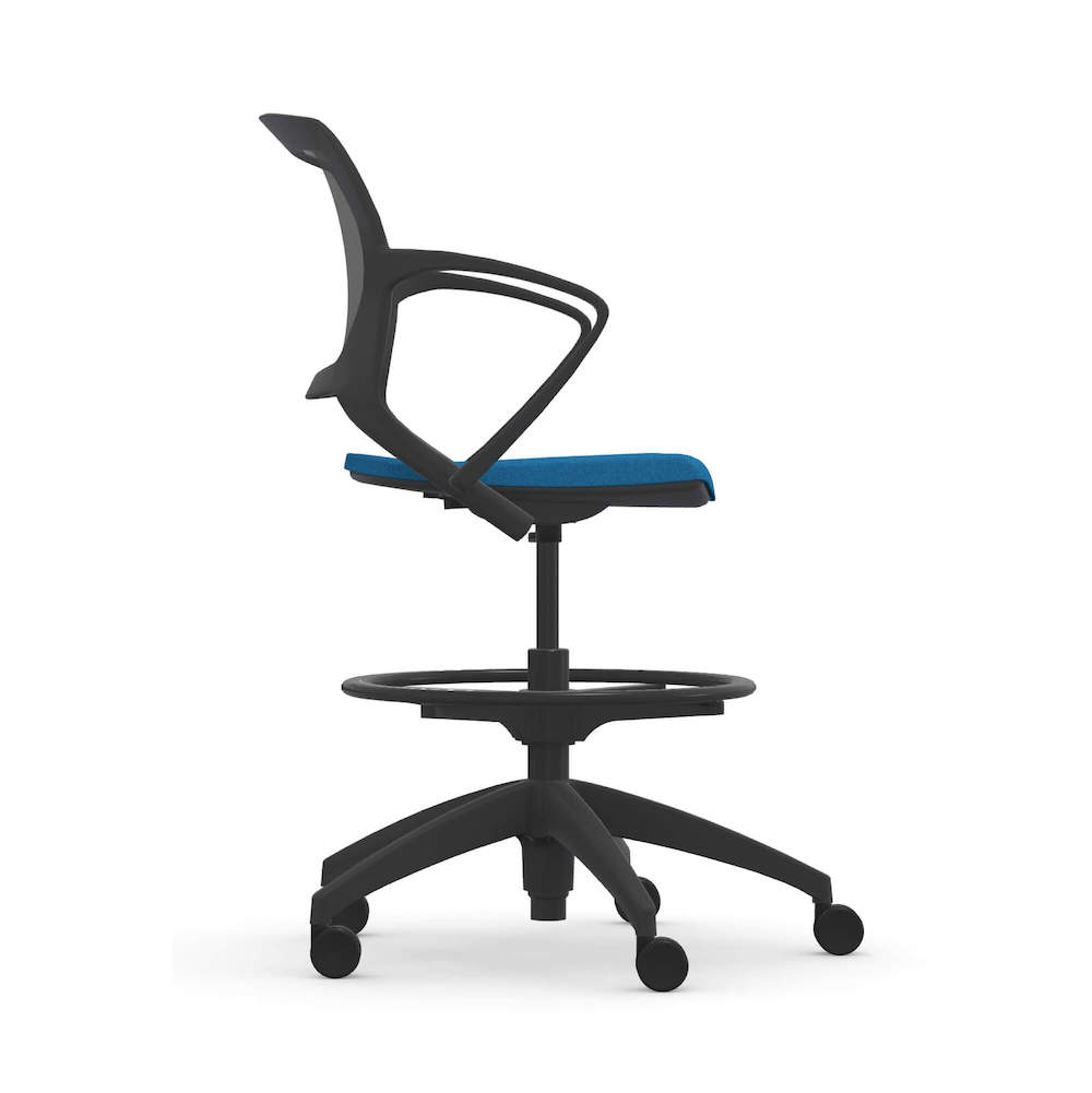 Office chair for standing desk ergonomic stool for standing desks swivel work stool blue side view