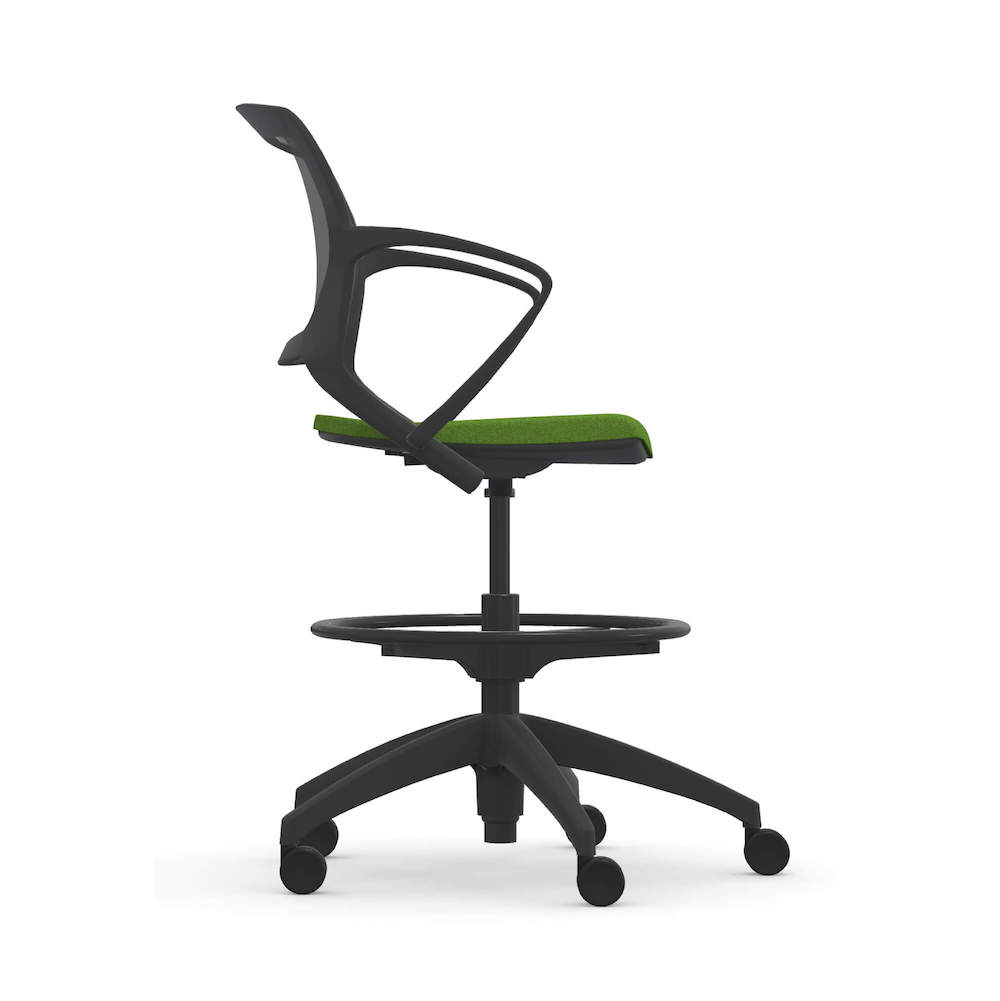 Office chair for standing desk ergonomic stool for standing desks swivel work stool green side view