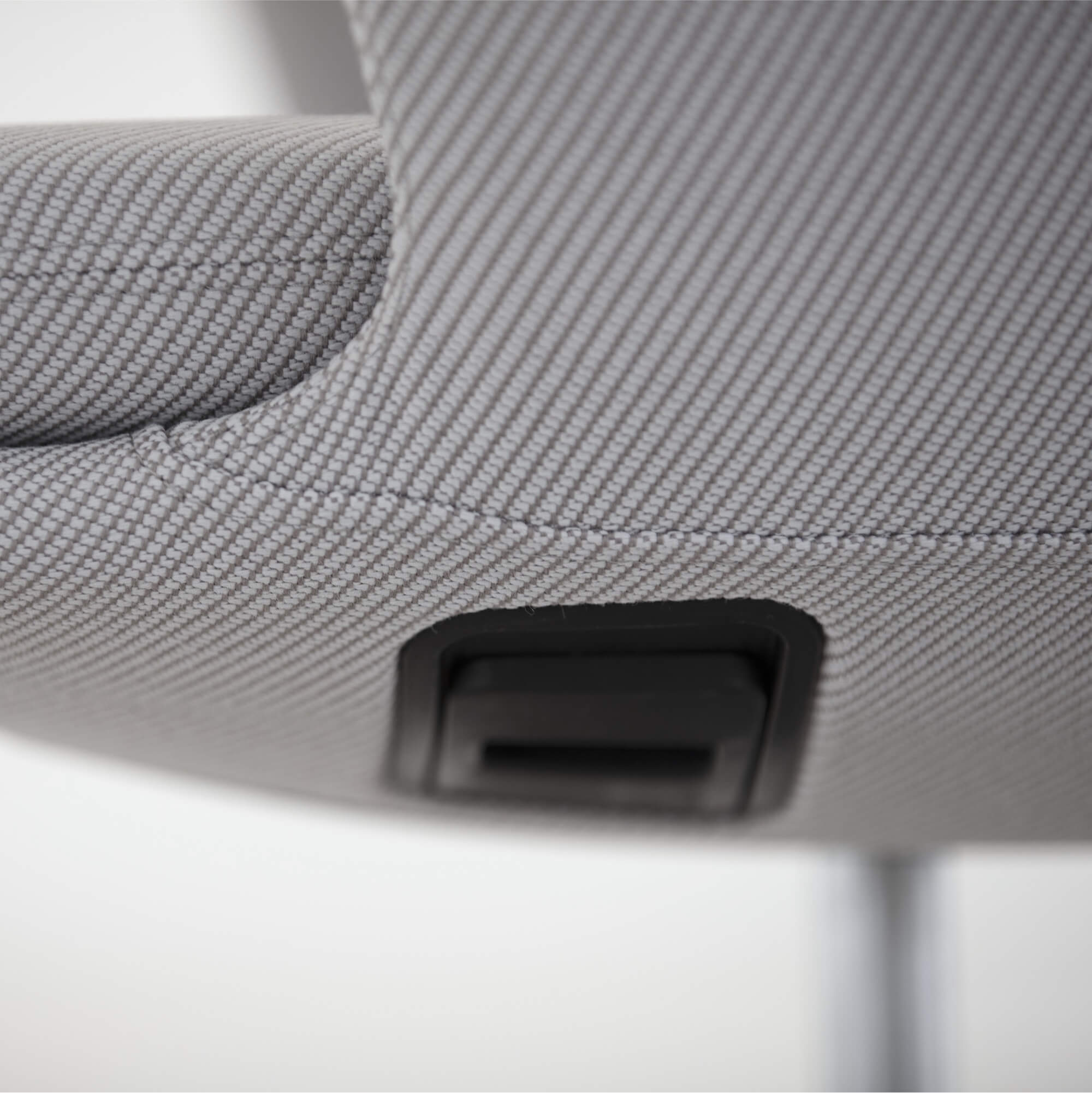 Office desk chairs executive chairs and conference chairs modern conference chair black frame and gray fabric close up view 1