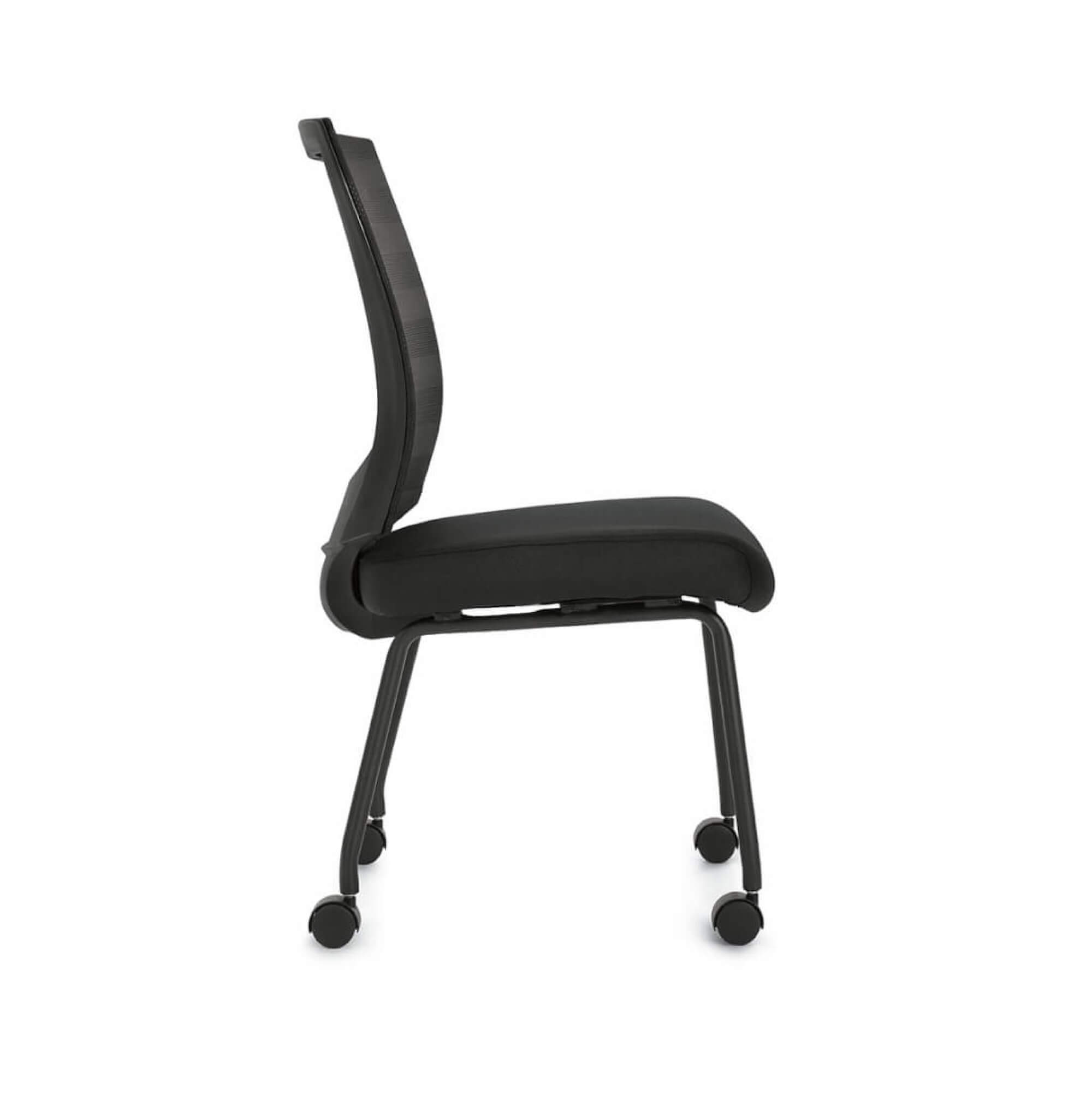 Office furniture chairs guest chairs mesh guest chair side view with wheels