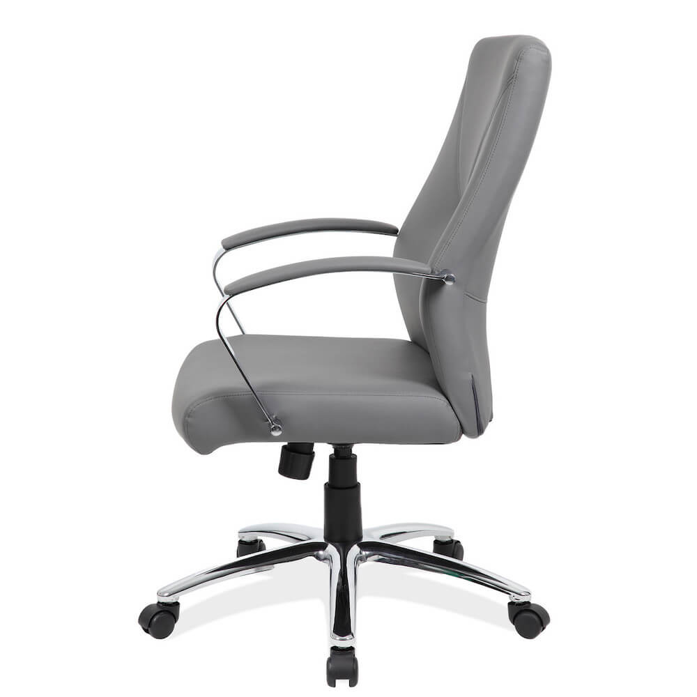 Office furniture chairs office deks chairs mid back executive office chair light gray side view 2
