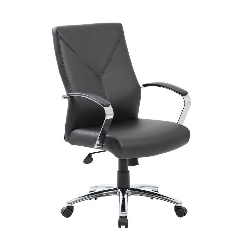 Office furniture chairs office desk chairs mid back executive office chair black angle view 1