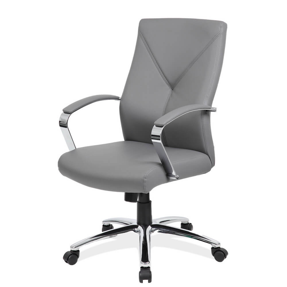 Office furniture chairs office desk chairs mid back executive office chair light gray angle view 2