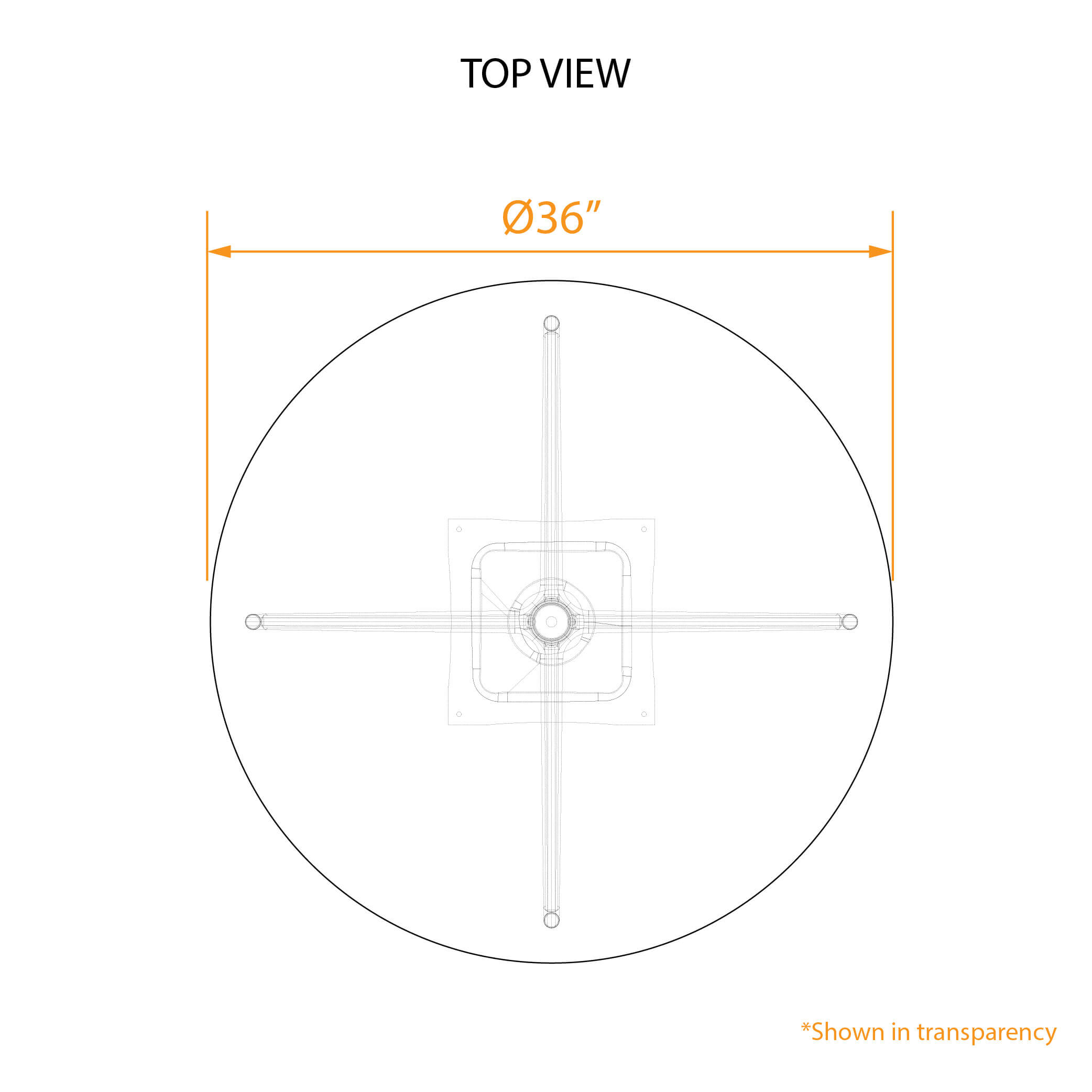 Round ash coffee table 2D dimensions 1 2 3