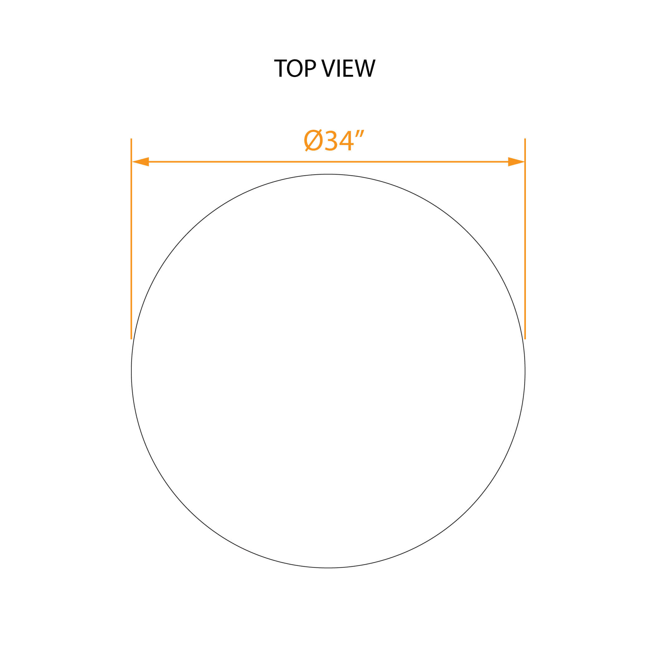 Round mid century coffee table top view dims