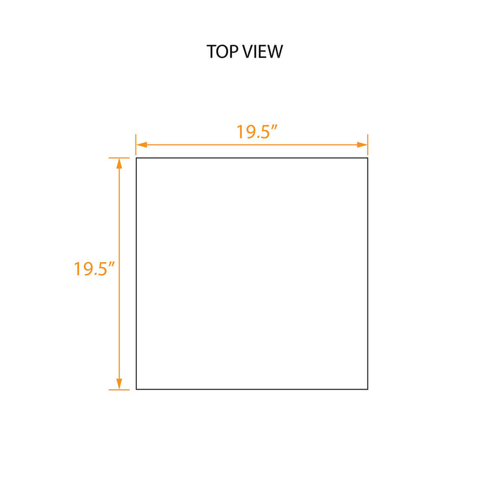 Stainless steel side table cube shape 19 top view dims Stainless steel side table cube shape 19 top view dims