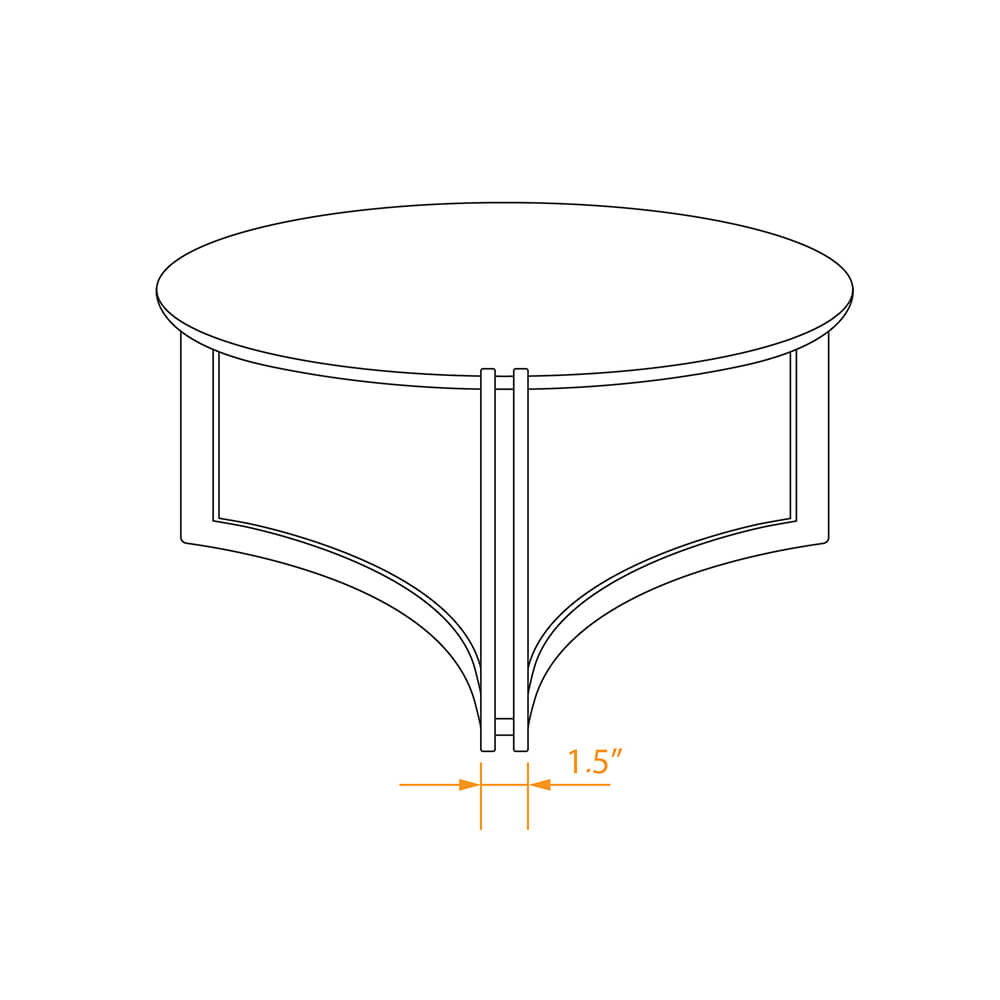 Statement stainless steel coffee table 31dia 3d dims 1