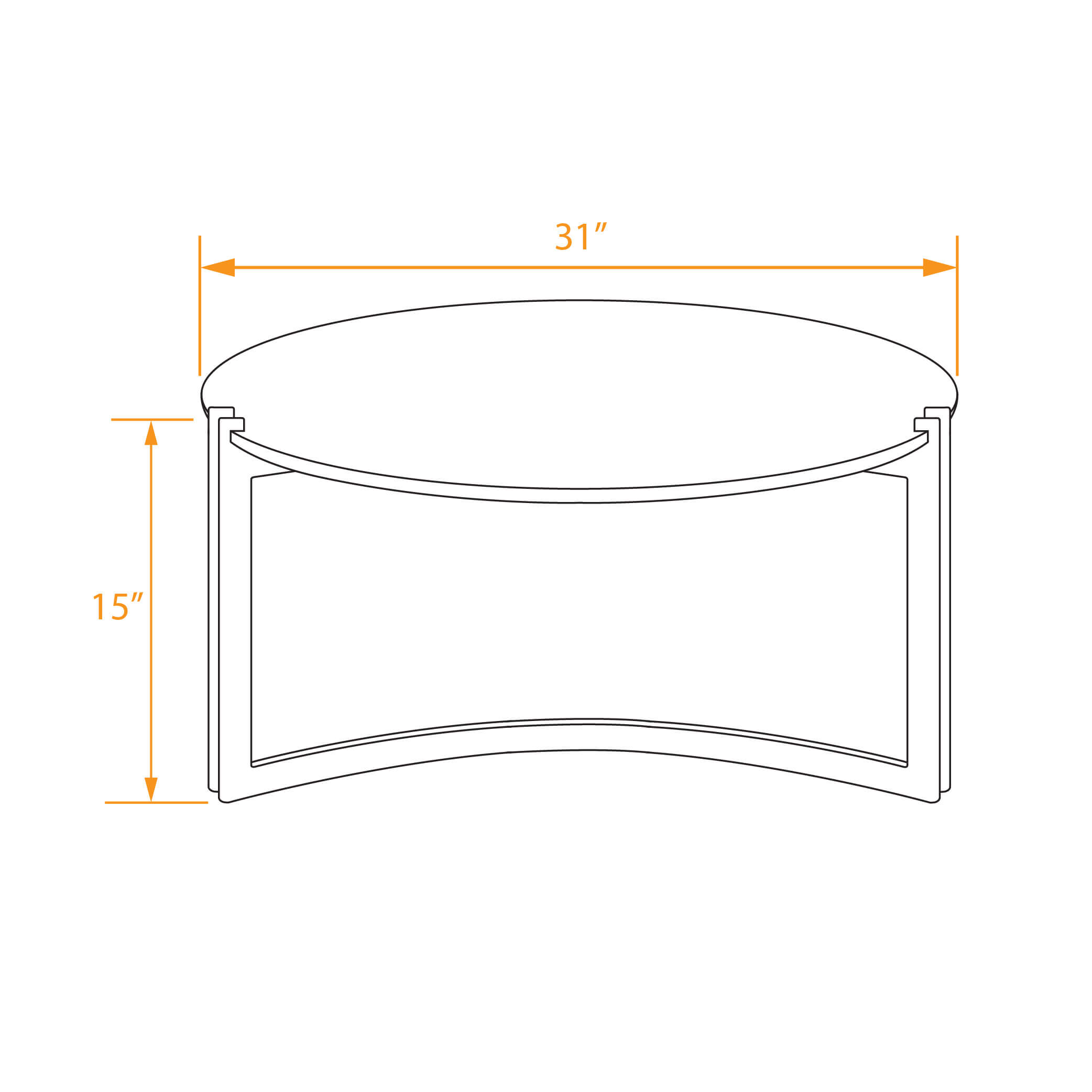 Statement stainless steel coffee table 31dia dimensions 1