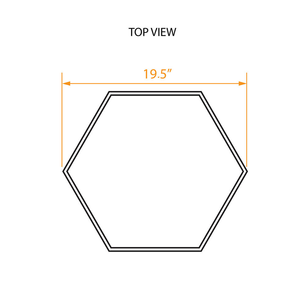 Steel side table with glass top 19dia 2d dims