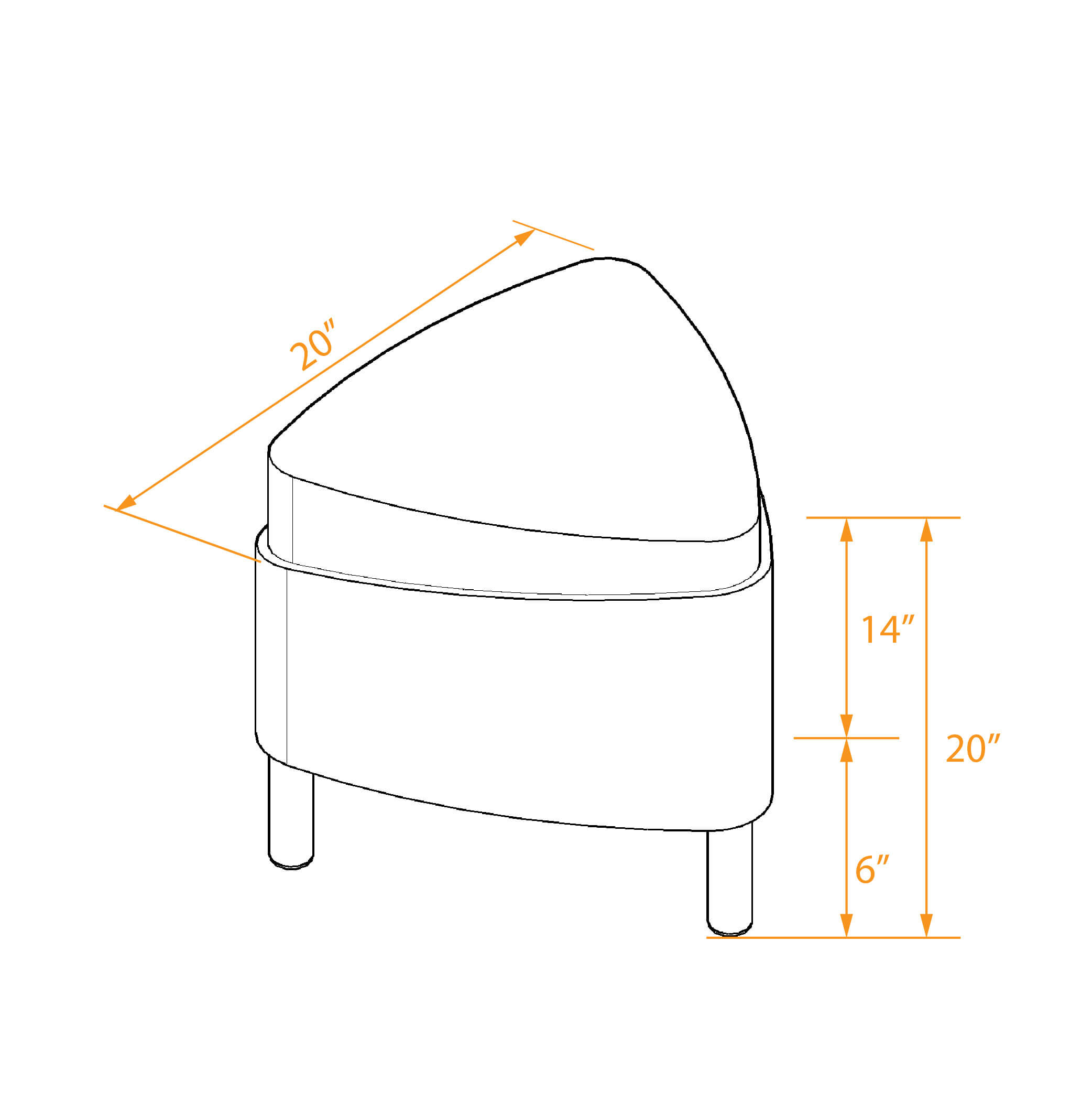 Trendy accent tables set triangle dimensions