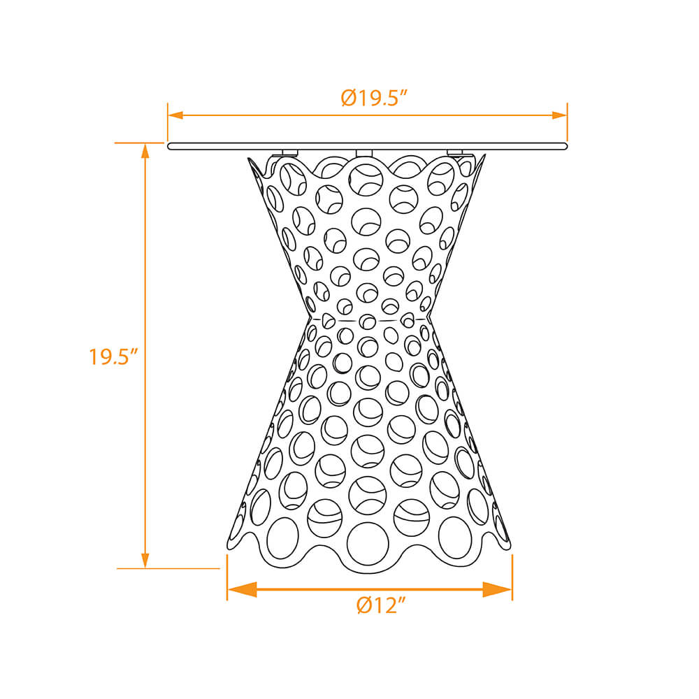 Unique coffee table 19dia side dimensionss