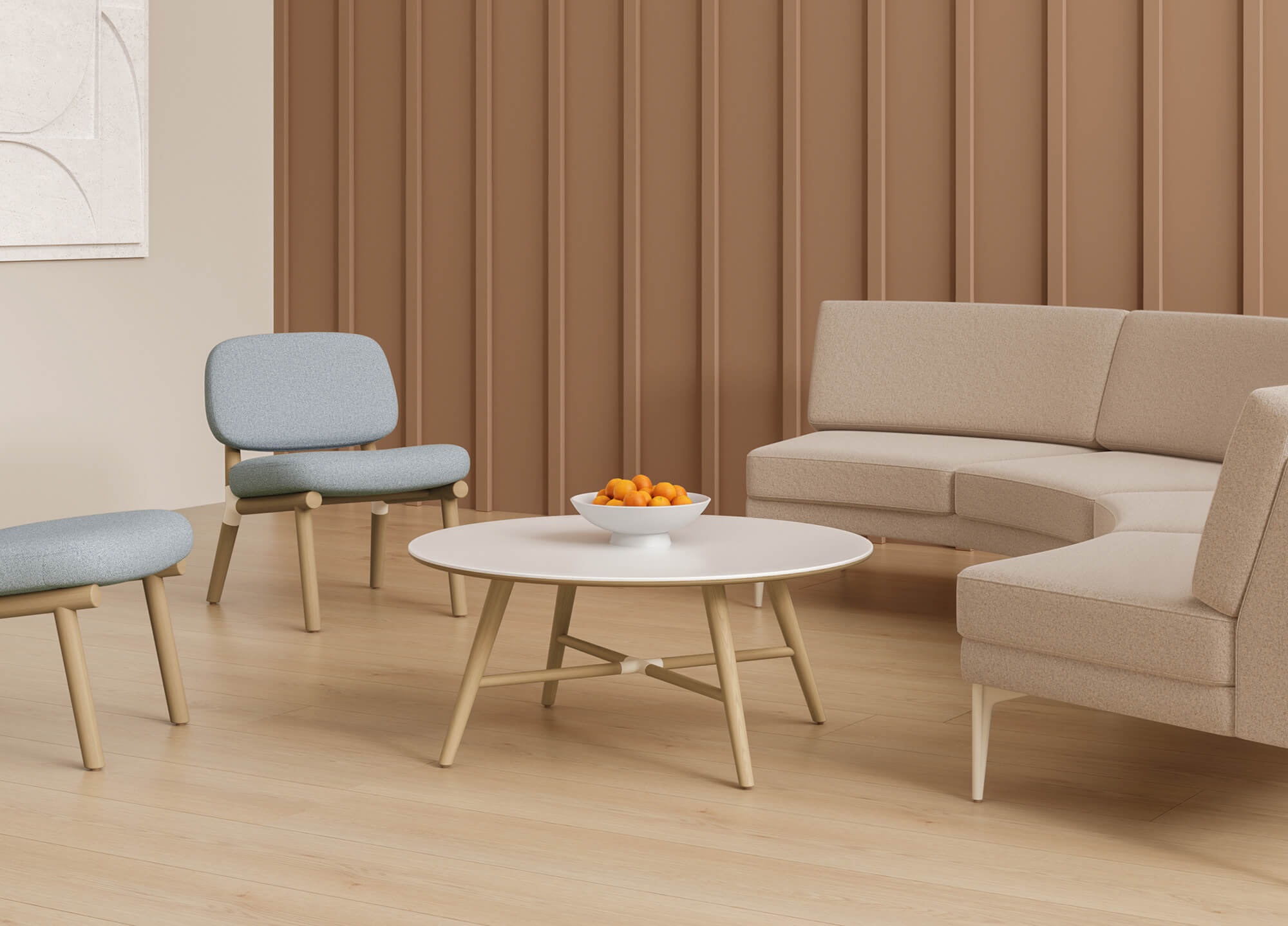 White and wood coffee table space view 1 2