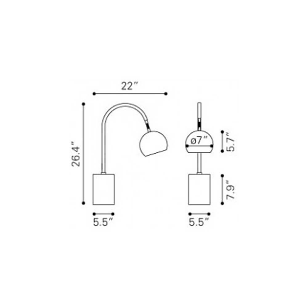 Small table lamp dimensions view