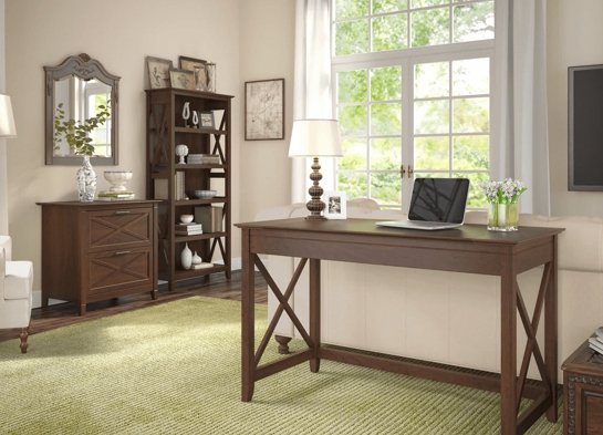 Western style desk with drawer lateral file cabinet and 5 shelf bookcase space view bing cherry